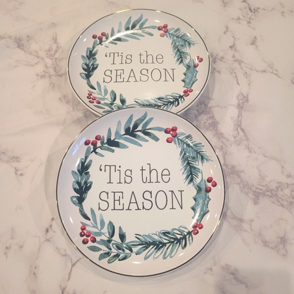North Pole Trading Co 'Tis The Season Christmas Dinner Plates Decor